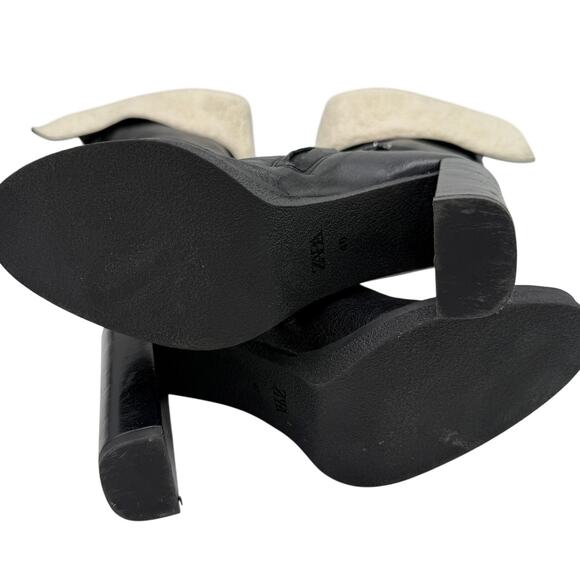 Zara Black Leather Knee High Boots with Shearling NWOT Size 40 / 9 - Picture 9 of 10